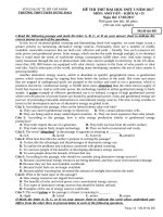 Đề thi thử ĐH đợt 3 năm 2017 môn Anh văn - THPT Trần Hưng Đạo - Mã đề 485