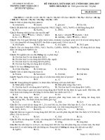 Đề thi KSCL giữa HK2 môn Hóa học lớp 12 năm 2016-2017 - THPT Nghi Lộc - Mã đề 015