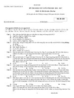 Đề thi khảo sát cuối năm môn Hóa học lớp 10 năm 2016-2017 - THPT Thanh Oai B - Mã đề 288