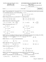 Đề thi định kì lần 2 môn Toán lớp 11 năm 2018-2019 - THPT Chuyên Bắc Ninh - Mã đề 101