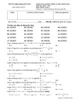 Đề kiểm tra 45 phút lần 3 môn Toán lớp 12 năm 2016-2017 - THPT Hàm Thuận Bắc - Mã đề 129