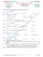NW351 đề KIỂM TRA GIỮA HK II lớp 11 THPT TRẦN QUÝ cáp QUẢNG NAM 2020 2021 GV 