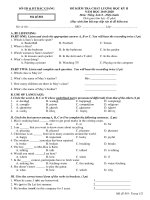 Đề thi học kì 2 môn Tiếng Anh lớp 8 năm 2019-2020 có đáp án - Sở GD&ĐT Bắc Giang (Chương trình hiện hành)