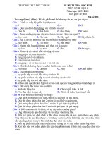 Đề thi học kì 2 môn Sinh học lớp 6 năm 2019-2020 có đáp án - Trường THCS Đức Giang