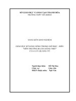 Sáng kiến kinh nghiệm: Giáo dục kĩ năng sống qua giờ đọc - hiểu “ Hồn Trương Ba da hàng thịt” của Lưu Quang Vũ