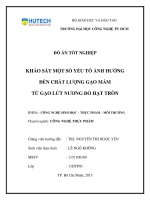 Khảo sát một số yếu tố ảnh hưởng đến chất lượng gạo mầm từ gạo lứt nương đỏ hạt tròn