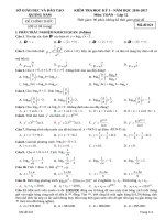 Đề kiểm tra HK 1 môn Toán lớp 12 năm 2017 - Sở GD&ĐT Quảng Nam - Mã đề 021
