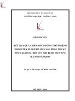 Tóm tắt luận văn thạc sĩ điều dưỡng kết quả quả chăm sóc đường thở ở bệnh nhi dưới 6 tuổi thở máy sau phẫu thuật tim tại khoa hồi sức nhi bệnh viện tim hà nội năm 2019 