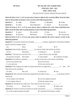 1  đề thi thử TN THPT 2021   môn tiếng anh   penbook   đề số 1   file word có lời giải 