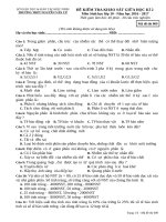 Đề kiểm tra khảo sát giữa HK 2 môn Sinh học lớp 10 - THPT Nguyễn Văn Cừ - Mã đề 009