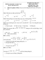 Đề kiểm tra học kì 1 môn Toán lớp 9 năm học 2016-2017 – Phòng GD&ĐT quận Thanh Xuân