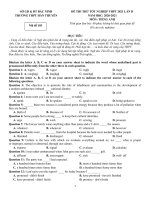 Đề thi thử TN THPT 2021   môn tiếng anh   THPT hàn thuyên   bắc ninh   lần 2   file word có lời giải