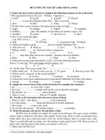 Đề cương ôn tập giữa học kì 1 môn Tiếng Anh 8 năm 2019-2020 - Trường THCS Long Toàn