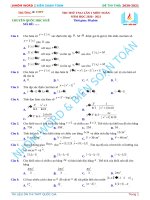 Đề THI THỬ TN12 lần 1 THPT CHUYÊN QUỐC học HUẾ 2020 2021 chỉ có đề