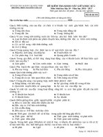 Đề kiểm tra khảo sát giữa HK 2 môn Sinh học lớp 10 - THPT Nguyễn Văn Cừ - Mã đề 016