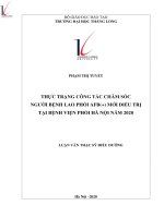 Tóm tắt luận văn thạc sĩ điều dưỡng thực trạng công tác chăm sóc người bệnh lao phổi AFB(+) mới điều trị tại bệnh viện phổi hà nội năm 2020 