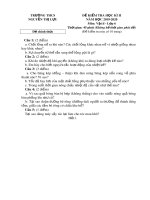 Đề thi học kì 2 môn Vật lí lớp 6 năm 2019-2020 có đáp án - Trường THCS Nguyễn Thị Lựu