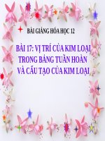 Bài giảng Hóa học 12 bài 17: Vị trí của kim loại trong bảng tuần hoàn và cấu tạo của kim loại