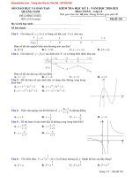 Đề kiểm tra cuối học kì 1 môn Toán lớp 12 năm học 2020-2021 – Sở Giáo dục và Đào tạo Quảng Nam (Mã đề 101)