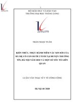 Tóm tắt luận văn Thạc sĩ Y tế công cộng: Kiến thức, thực hành tiêm vắc xin sởi của bà mẹ có con dưới 2 tuổi tại huyện Thường Tín, Hà Nội năm 2020 và một số yếu tố liên quan