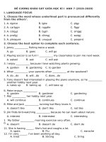 Đề cương ôn tập giữa học kì 1 môn Tiếng Anh 7 năm 2019-2020 - Trường THCS Long Toàn