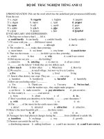 BỘ ĐỀ TRẮC NGHIỆM TIẾNG ANH 12