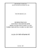 Mô hình tính toán giảm phát thải khí nhà kính trong ngành năng lượng và lâm nghiệp theo hướng xã hội các bon thấp
