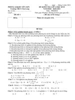 Đề thi giữa học kì 2 môn Toán lớp 8 năm 2020-2021 có đáp án - Trường THCS Tân Long