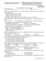 Đề kiểm tra khảo sát giữa HK 2 môn Sinh học lớp 10 - THPT Nguyễn Văn Cừ - Mã đề 015