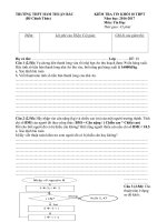 Đề kiểm tra 45 phút lần 3 môn Tin học lớp 10 năm 2016-2017 - THPT Hàm Thuận Bắc - Đề 1