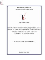 Tóm tắt luận văn thạc sĩ điều dưỡng kết quả chăm sóc tư vấn hoạt động thể lực và chế độ ăn uống của người bệnh đái tháo đường typ 2 tại bệnh viện đa khoa khu vực tân châu, an giang năm 2020 