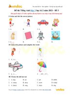 Đề thi Tiếng Anh lớp 3 học kì 2 năm 2021 - Đề 3 (có file nghe)