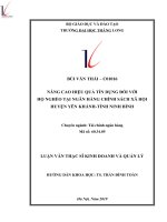 Tóm tắt luận văn Thạc sĩ Kinh doanh và quản lý: Nâng cao hiệu quả tín dụng đối với hộ nghèo tại Ngân hàng chính sách xã hội huyện Yên Khánh - tỉnh Ninh Bình