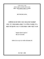 Tóm tắt luận án tiến sĩ kinh tế chính sách thúc đẩy doanh nghiệp đầu tư cho khoa học và công nghệ của một số quốc gia và bài học cho việt nam 