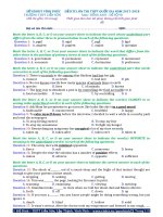 Đề KTCL ôn thi THPT Quốc gia năm 2017-2018 môn Tiếng Anh - THPT Liễn Sơn - Mã đề 98