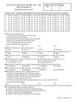 Đề thi giữa học kỳ 1 năm học 2015-2016 môn Sinh học 10 – Trường THPT Thống Nhất A (Mã đề thi 132)