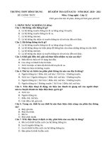 Đề thi giữa học kì 2 môn Công nghệ lớp 12 năm 2020-2021 có đáp án - Trường THPT Bình Trung