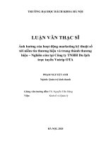 Ảnh hưởng của hoạt động marketing kỹ thuật số tới niềm tin thương hiệu và trung thành thương hiệu nghiên cứu tại Công ty TNHH Du lịch trực tuyến Vntrip OTA
