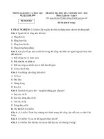 Đề thi học kì 1 môn Lịch Sử lớp 6 năm 2017-2018 có đáp án - Phòng GD&ĐT huyện Kim Bôi