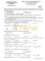 Đề Khảo sát các môn thi THPT QG lần 5 môn Toán lớp 12 2018 - Sở GD&ĐT Vĩnh Phúc - Mã đề 483