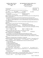 Đề thi KSCL môn Sinh lớp 10 năm 2018-2019 lần 1 - THPT Lê Xoay - Mã đề 568