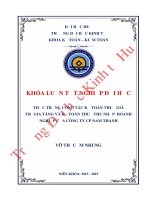 Luận văn kinh tế THỰC TRẠNG CÔNG TÁC KẾ TOÁN THUẾ GIÁ TRỊ GIA TĂNG VÀ KẾ TOÁN THUẾ THU NHẬP DOANH NGHIỆP CỦA CÔNG TY CP NAM THANH.