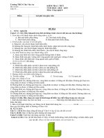 Đề kiểm tra 1 tiết HK1 môn Công nghệ 8 năm 2018-2019 có đáp án - Trường THCS Chu Văn An