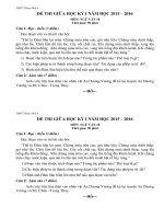 2 đề thi giữa học kỳ 1 năm học 2015-2016 môn Ngữ văn 10 - Trường THPT Thống Nhất A