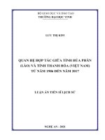 Quan hệ hợp tác giữa tỉnh Hủa Phăn (Lào) và tỉnh Thanh Hóa (Việt Nam) từ năm 1986 đến năm 2017 (Luận án tiến sĩ)