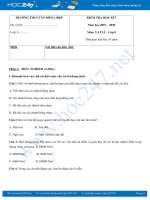 Đề kiểm tra HK1 môn Vật lý 8 năm học 2019-2020 có đáp án trường THCS Tân Đông Hiệp