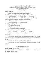 Đề thi học kì 1 môn tự nhiên xã hội 2 lần 3 năm 2007 -2008 trường tiểu học Đồi Ngô