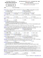 Đề thi KSCĐ môn Sinh lần 1 năm 2020 - Sở SD&ĐT Vĩnh Phúc