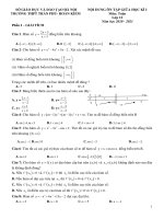 Đề cương ôn tập giữa học kì 1 môn Toán 12 năm 2020-2021 - Trường THPT Trần Phú