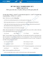 Đề thi trắc nghiệm Học kì 2 môn Vật Lý 12 có đáp án